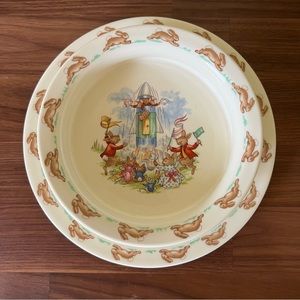Set of 2 Vintage Royal Doulton Bunnykins Bone China Child Bowl and Plate